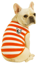 KUTKUT Velvet Fleece Dog Shirt|Stripes Pattern Button Closure Warm Sweatshirt for Small Dogs Cats Boy Girl|Winter Thermal Jammie Clothes for Puppy French Bulldog,Pug